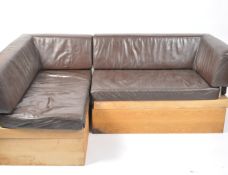 A pair of 20th century retro oak and leather modul