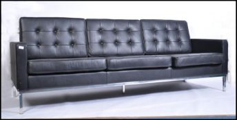 A stunning black leather and chrome large sofa  af