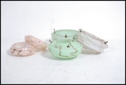3 original art deco glass ceiling light shades alo