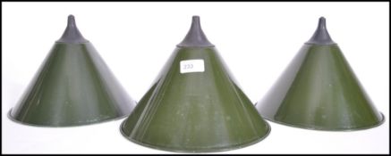 A set of 3 vintage lights enamel painted ex RAF Mi