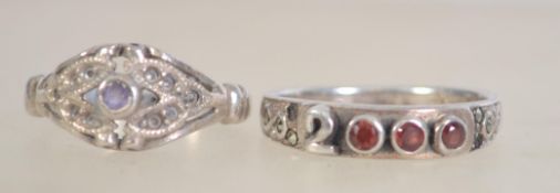A vintage silver ruby garnet stone band