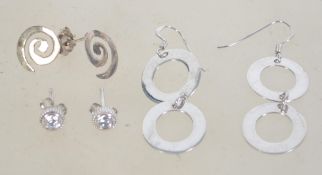 Three pairs of silver 925 earrings to in