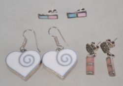 Three pairs of silver 925 earrings to in