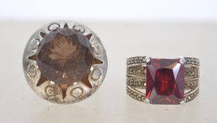 Two silver 925 dress rings one having a