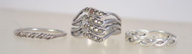 3 vintage silver 925 rings, one being a