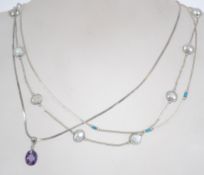 A group of three silver 925 necklace cha