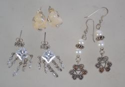 Three pairs of ladies silver 925 earring