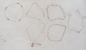 A group of 7 silver 925 bracelet chains