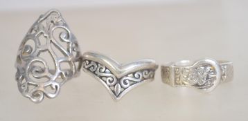 3 silver ladies vintage 20th century rin