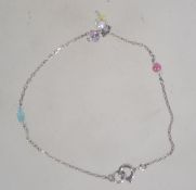 A 925 silver bracelet with crystal and p