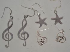 Three pairs of silver 925 earrings to in