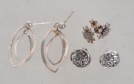 Three pairs of silver 925 earrings to in
