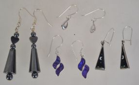 Four pairs of ladies earrings to include