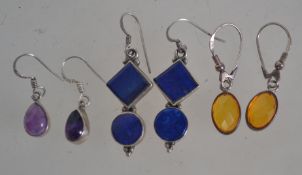 Three pairs of silver 925 earrings to in