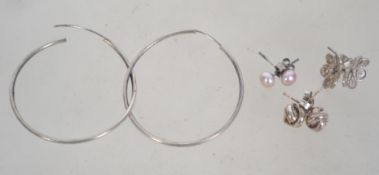 Four pairs of silver 925 earrings to inc