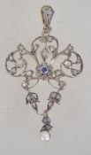 An early 20th century silver gilt diamond Belle Epoque pendant.
