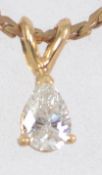 A 9ct gold diamond pendant and necklace chain.