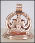 A 9ct gold Victorian large intaglio fob pendant.