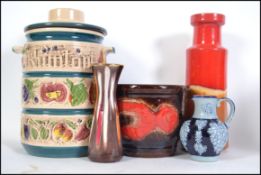 A collection of five pieces of West German ceramic