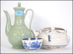 A collection of ceramics to include a Chinese cela