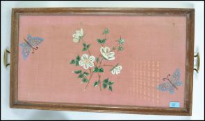 A vintage early 20th century butlers tray inset wi