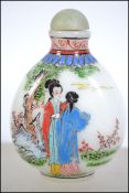 A Chinese Jade / stone type white snuff / perfume