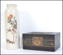 A Chinese Famille rose vase decorated with foliate