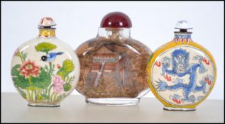 A collection of 3 20th century  Chinese snuff bott