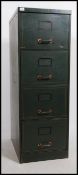 A 1950's mid century green metal 4 drawer filing c