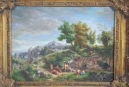 A religious oil painting on panel picture of a neo