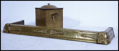 A Victorian 19th century brass Arts & Crafts fire