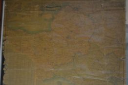 A vintage early 20th century canvas backed map of