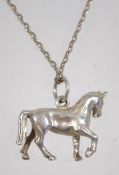 A silver 925 flat cable link necklace chain with spring hoop clasp having a pendant in the from of a