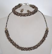 A fantastic and unusual Greek inspired silver 925 wire twist and bead matching necklace, bracelet,