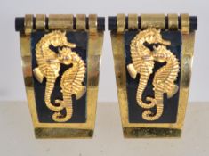 A fantastic pair of 1930s Art Deco French Jean Painleve brass and bakelite dress clips. Each