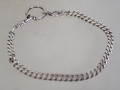 A silver 925 large curb link bracelet chain with unusual large spring hoop clasp and lever clasp.