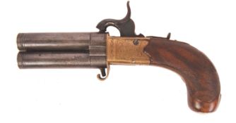 19th CENTURY TWIN BARRELLED TURN OVER PISTOL
