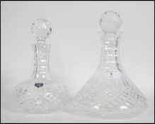 Two vintage 20th century lead cut glass crystal decanters, both with matching stoppers and marked to