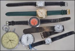 A collection of vintage and retro watches to include Sekonda, Timex, pocket stop watches etc