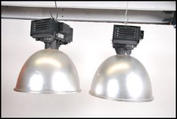 A pair of large 20th century industrial 400W metal halide ceiling lights by Fitzgerald having