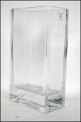 A cuboid Quadro crystal vase of modernist design from the 1970's, thought to be by Peill and Putzler