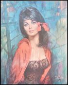A retro / kitsch framed 20th century print picture by  Louis Shabner entitled ' Melanie '.