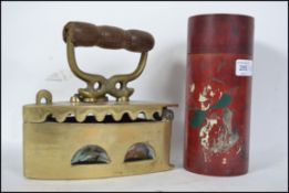 A 19th century brass iron. Having Chinese characte