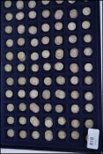 Coins - A collection of approximately one hundred silver threepence coins dating from the 19th