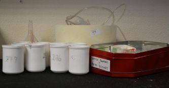 A good group of vintage lab / chemical equipment to include petri dishes, plastic beakers, lab