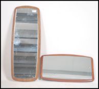 2 vintage 20th century 1970's G-Plan style atomic frameless wall mirrors. The mirrors of shaped