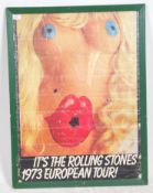 A framed and glazed original 1973 Rolling Stones European Tour poster