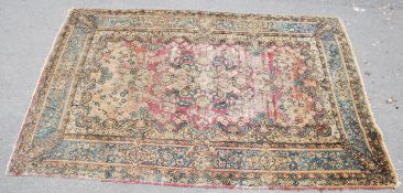 A large late 19th century / early 20th century Art Nouveau stylized floor rug floor rug on red red