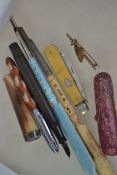 A collection of items to include silver hallmarked items to include a fruit knife, cheroot
