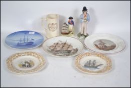 A collection of Nelson related ceramics to include a Lord Nelson Staffordshire flat back together